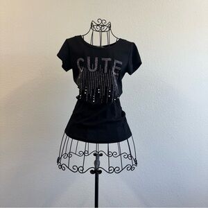 CUTE Black Graphic Tee